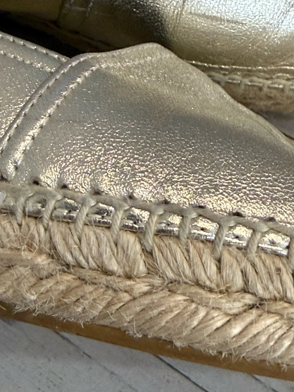 Yves Saint Laurent Gold Leather Monogram Espadrilles size 37.5